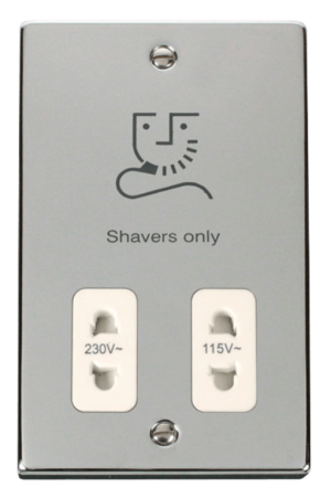 Click Deco Polished Chrome Dual Voltage Shaver Socket