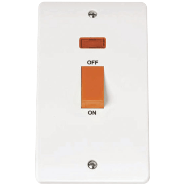 Click Mode 2 Gang 45A DP Vertical Switch Neon