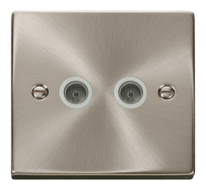 Click Deco Satin Chrome 2 Gang Non Isolated Coaxial Socket