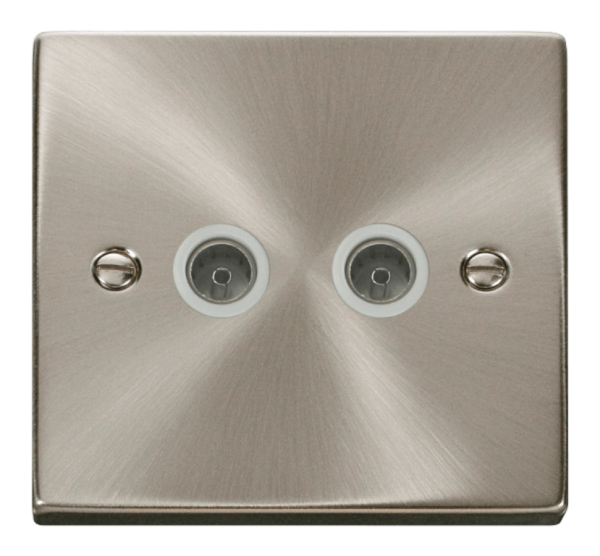 Click Deco Satin Chrome 2 Gang Non Isolated Coaxial Socket