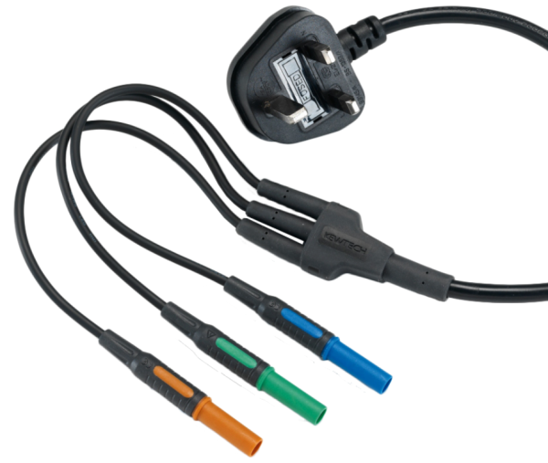 Kewtech Mains Lead With 3 x 4mm Connectors