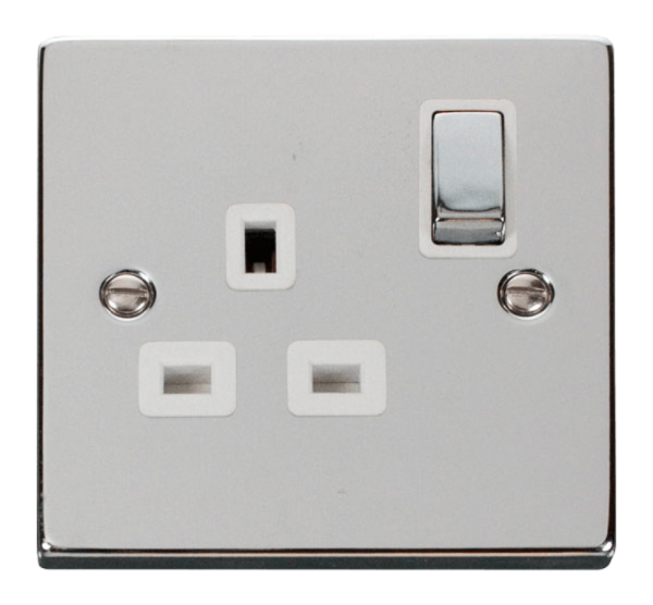 Click Deco Polished Chrome 1 Gang 13A DP Switched Socket