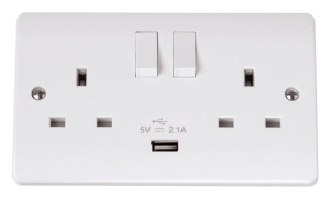 Click Mode 2 Gang USB Switched Socket