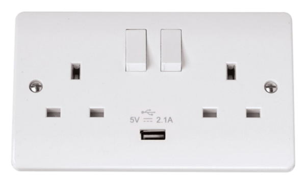 Click Mode 2 Gang USB Switched Socket