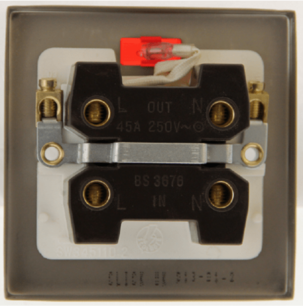 Click Deco Polished Chrome 1 Gang 45A DP Switch Neon - Image 2