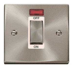 Click Deco Satin Chrome 1 Gang 45A DP Switch Neon
