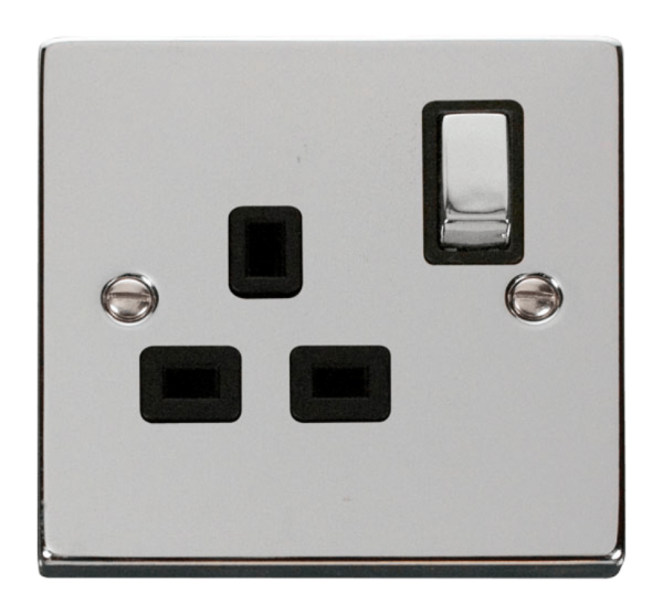 Click Deco Polished Chrome 1 Gang 13A DP Switched Socket