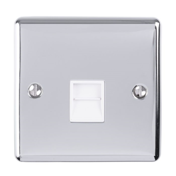 Eurolite Polished Chrome 1 Gang BT Master Socket White Insert