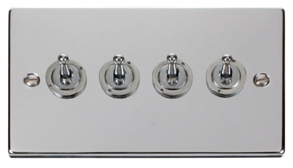 Click Deco Polished Chrome 4 Gang 2 Way 10Ax Toggle Switch