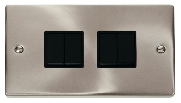 Click Deco Satin Chrome 4 Gang 2 Way 10Ax Switch
