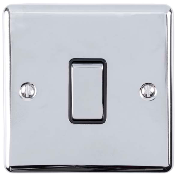 Eurolite Polished Chrome 1 Gang Intermediate Switch Black Insert