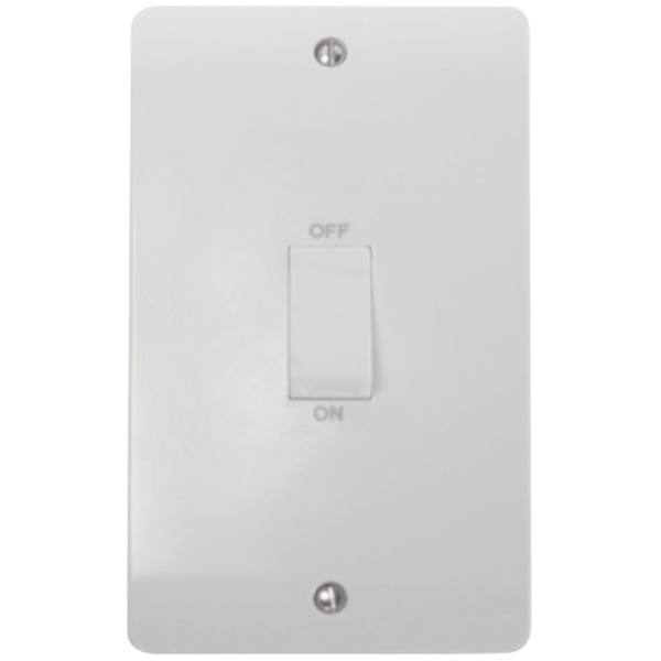 Click Mode 2 Gang 45A DP Vertical Switch White Rocker