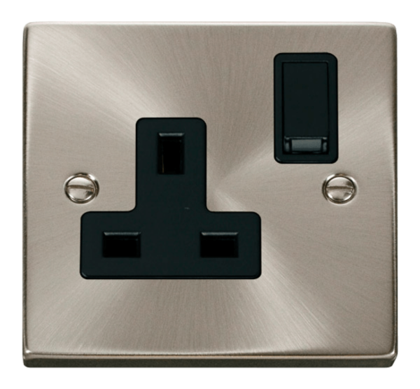 Click Deco Satin Chrome 1 Gang 13A DP Switched Socket