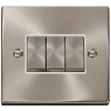 Click Deco Satin Chrome 3 Gang 2 Way 10Ax Switch
