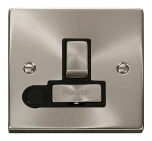 Click Deco Satin Chrome Switched Fused Spur Flex Outlet