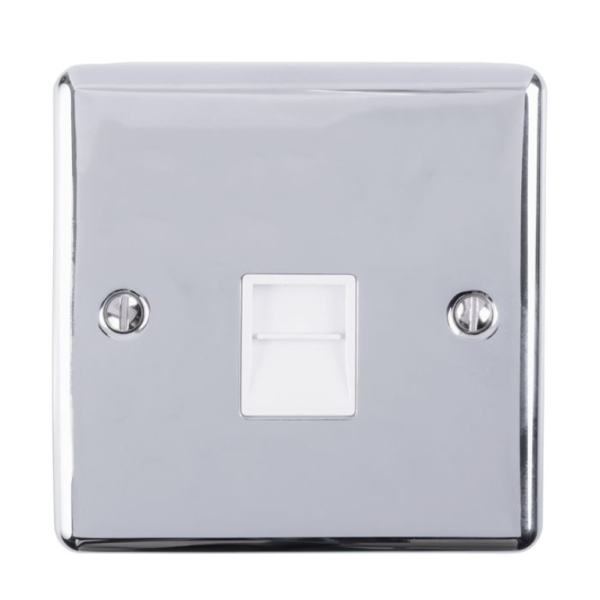 Eurolite Polished Chrome 1 Gang BT Slave Socket White Insert