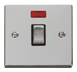 Click Deco Polished Chrome 1 Gang 20A DP Switch Neon