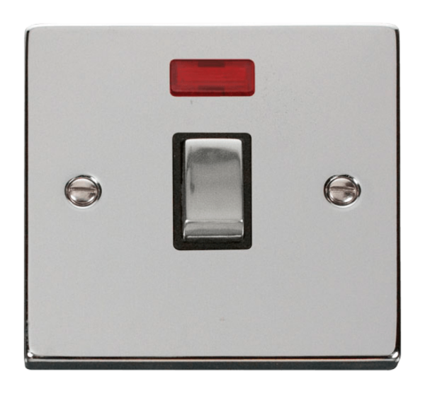 Click Deco Polished Chrome 1 Gang 20A DP Switch Neon