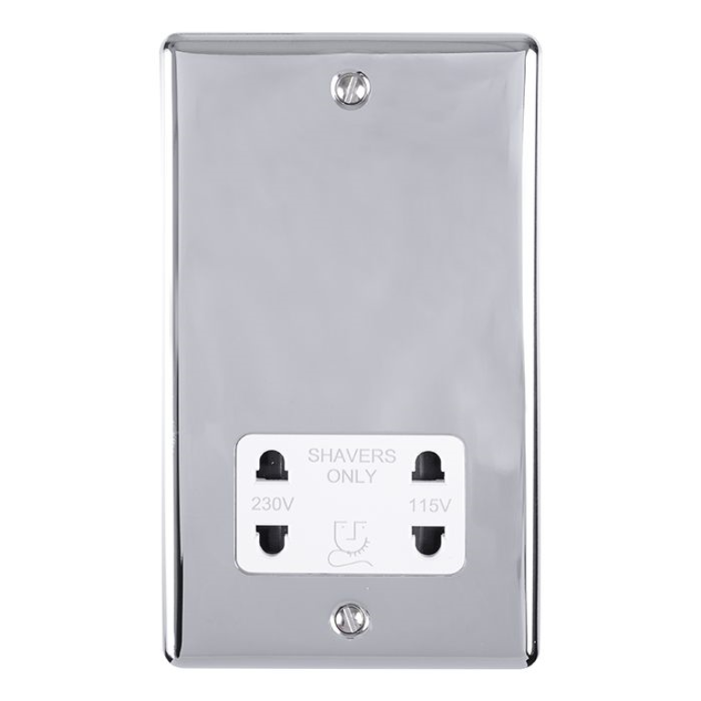 Eurolite Polished Chrome Dual Voltage Shaver Socket White Insert