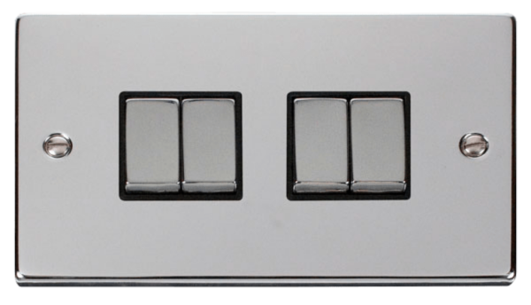 Click Deco Polished Chrome 4 Gang 2 Way Light Switch