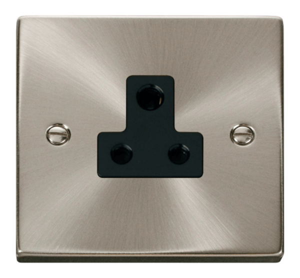 Click Deco Satin Chrome 1 Gang 5A Unswitched Socket