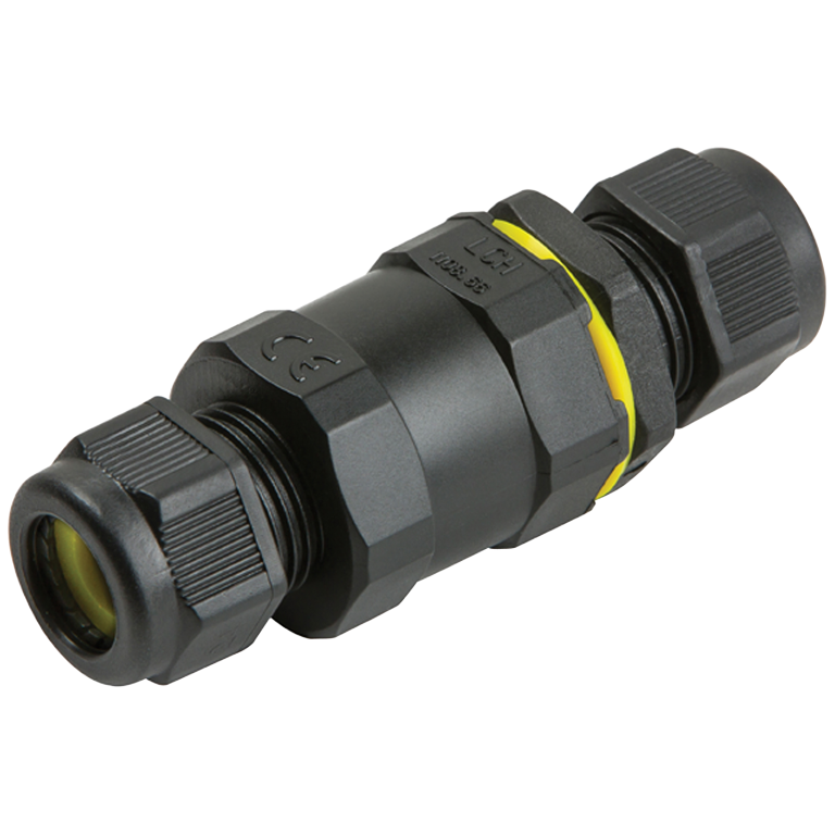 Black IP68 16A Inline Connector