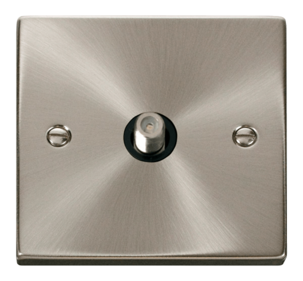 Click Deco Satin Chrome 1 Gang Satellite Socket