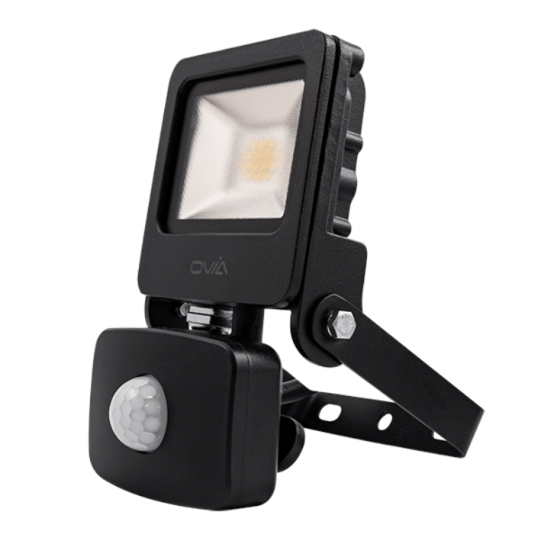 Black 10w PIR Floodlight 4000k