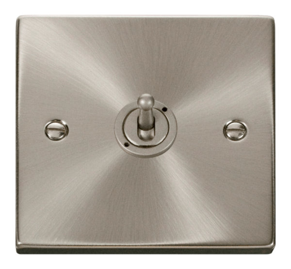 Click Deco Satin Chrome 1 Gang 2 Way 10Ax Toggle Switch