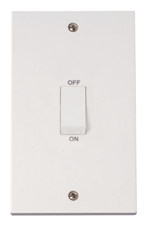 Click Polar 2 Gang 45A DP Vertical Switch White Rocker