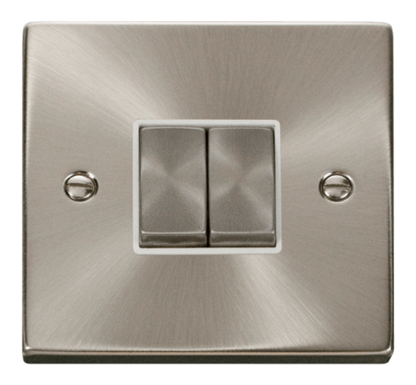 Click Deco Satin Chrome 2 Gang 2 Way 10Ax Switch