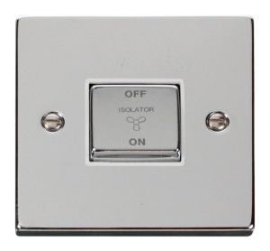 Click Deco Polished Chrome 1 Gang TP Fan Isolator Switch