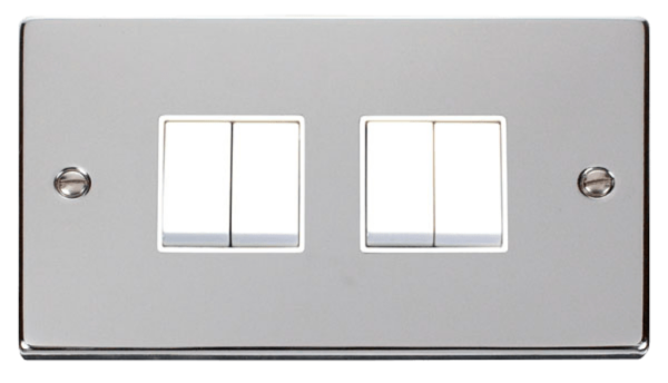 Click Deco Polished Chrome 4 Gang 2 Way Light Switch