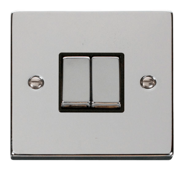 Click Deco Polished Chrome 2 Gang 2 Way Light Switch