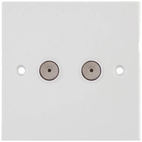 Selectric White 2 Gang Coaxial Socket