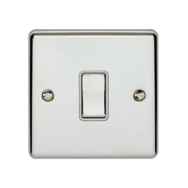 Eurolite Polished Chrome 1 Gang Intermediate Switch White Insert