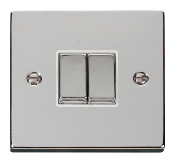 Click Deco Polished Chrome 2 Gang 2 Way Light Switch