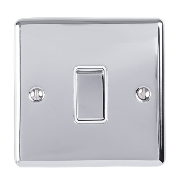 Eurolite Polished Chrome 1 Gang 2 Way Switch White Insert