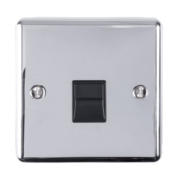 Eurolite Polished Chrome 1 Gang BT Slave Socket Black Insert