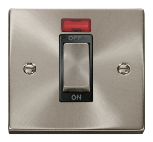 Click Deco Satin Chrome 1 Gang 45A DP Switch Neon