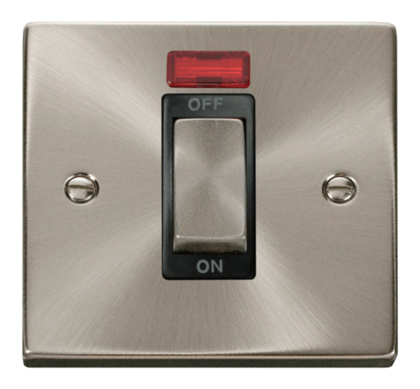 Click Deco Satin Chrome 1 Gang 45A DP Switch Neon
