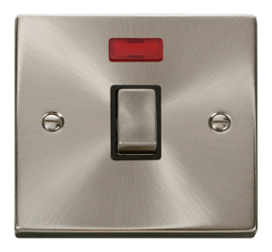 Click Deco Satin Chrome 1 Gang 20A DP Switch Neon