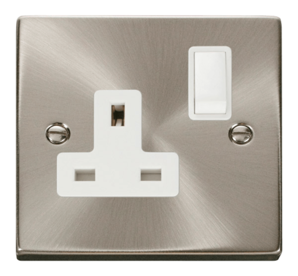 Click Deco Satin Chrome 1 Gang 13A DP Switched Socket