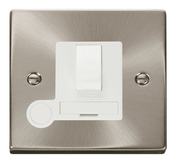 Click Deco Satin Chrome Switched Fused Spur Flex Outlet