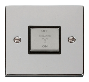 Click Deco Polished Chrome 1 Gang TP Fan Isolator Switch