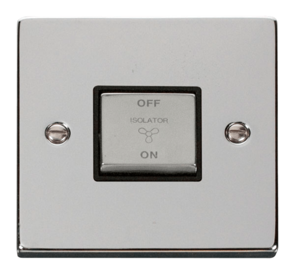 Click Deco Polished Chrome 1 Gang TP Fan Isolator Switch