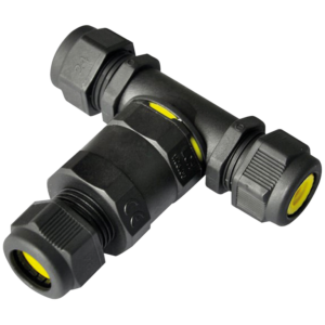 Black IP68 16A Inline T Connector