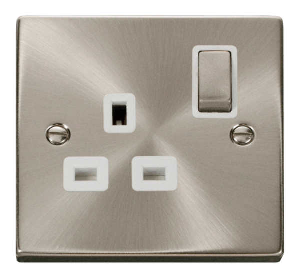 Click Deco Satin Chrome 1 Gang 13A DP Switched Socket