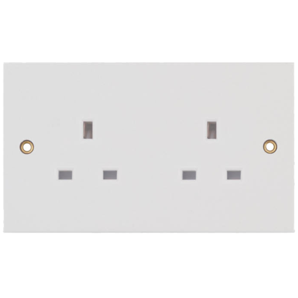 Selectric White 2 Gang 13A Unswitched Socket