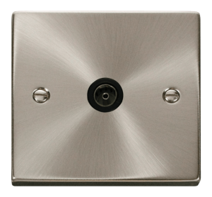 Click Deco Satin Chrome 1 Gang Non Isolated Coaxial Socket